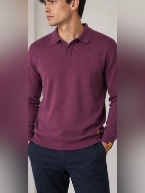Scotch & Soda Men’s Small Burgundy Polo Sweater NWT Viscose Blend Knit